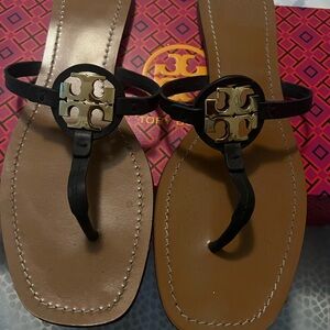 Tory Burch Black leather thongs, size 11. Good condition. Does not come with box